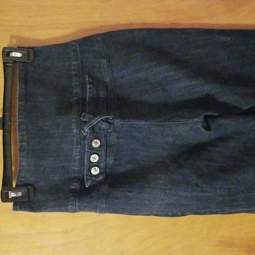 Navy High Rise Buttoned Jeans - Picture 7 of 9